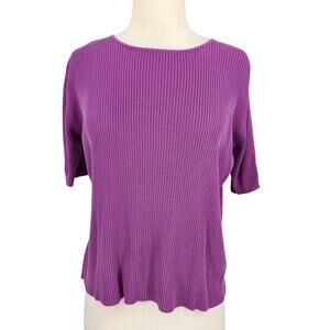 Preview Collection Vintage Silk Knit Top – Size Medium - Purple Ribbed Basic
